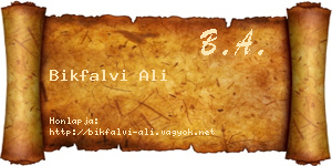 Bikfalvi Ali névjegykártya